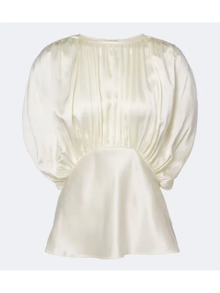 Top Tove din satin drapat alb