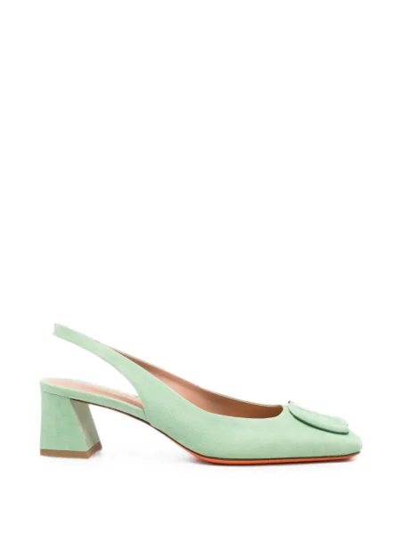 Pantofi cu toc Santoni cu cataramă slingback verde