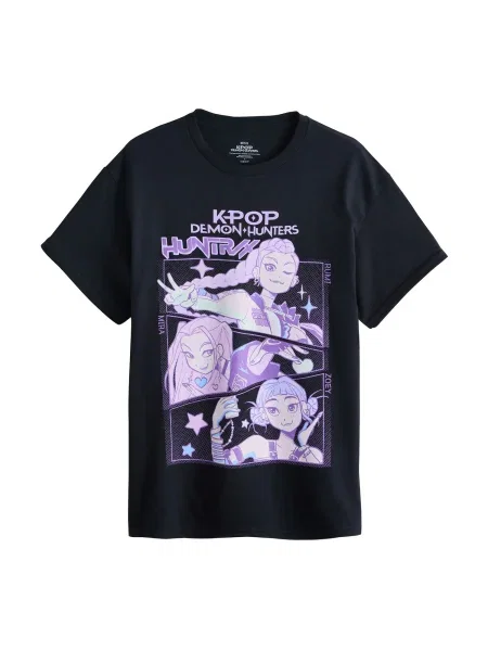 Next Tricou Kpop Demon Hunters albastru deschis / mov lavandă / mov deschis negru