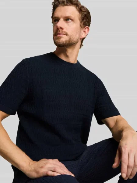 Sweter w kroju regular fit z czystej bawełny Tom Tailor granatowy