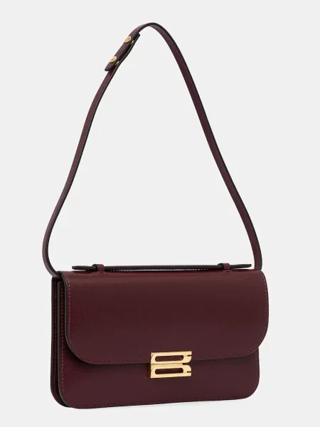 Кожаная сумка Victoria Beckham бордовая