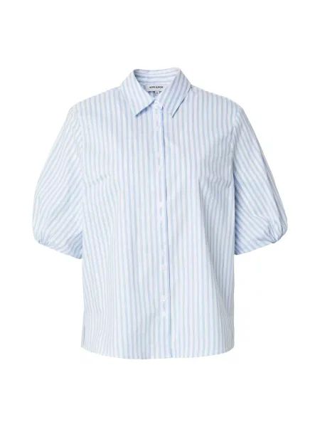 MORE & MORE Bluză albastru pastel alb