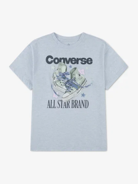 CONVERSE Tricou RIBBON CHUCK albastru porumbel / metalic / deschis / verde deschis gri
