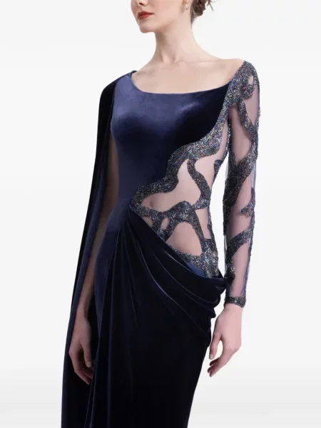 Aksamitna sukienka Gemy Maalouf niebieska