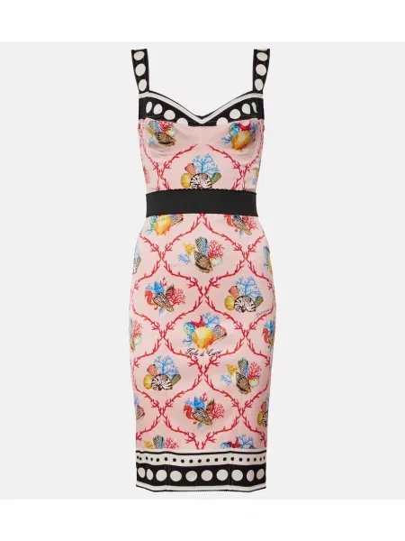 Pantaloni Dolce&gabbana de mătase cu imagine roz