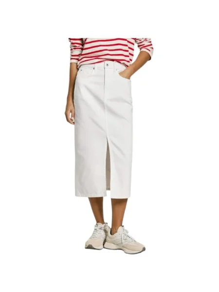 Fustă din denim Pepe Jeans alb