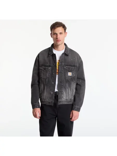 Jachetă Carhartt WIP Helston Jacket UNISEX Black Destroy Wash Splatter S negru
