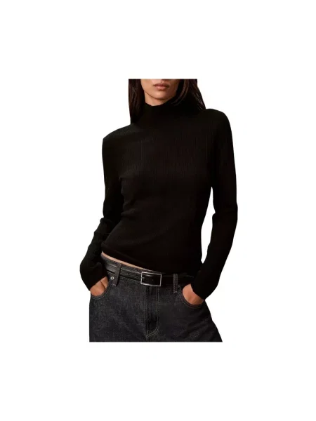 Sweter z golfem Calvin Klein wełniany czarny