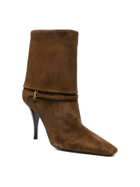 Botki Saint Laurent skórzane brązowe