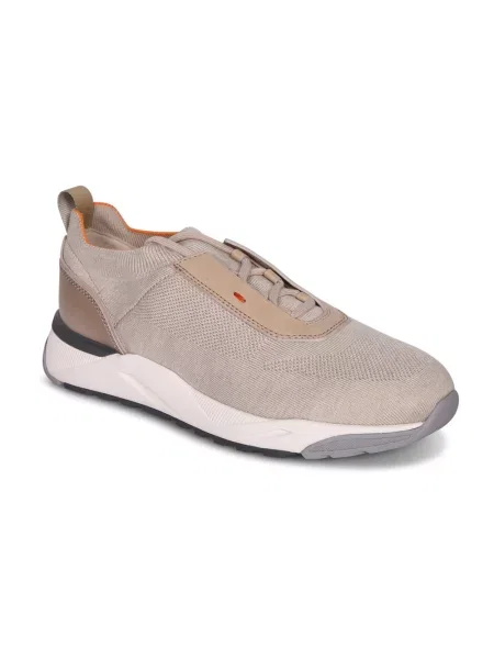Sneakersy Santoni sznurowane skórzane beżowe