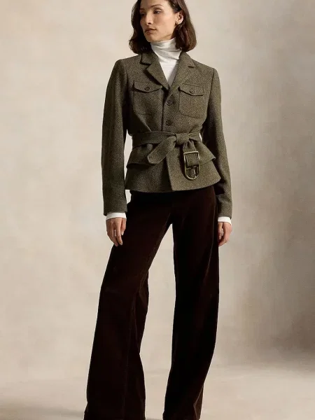Polo Ralph Lauren krótki płaszcz z wełną zielony