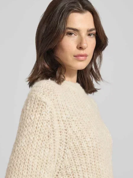 Sweter z dzianiny z dodatkiem wełny model „Palizia” Opus beżowy