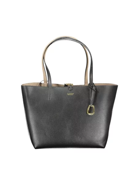 Torba shopper z materiału skóropodobnego Lauren Ralph Lauren czarna