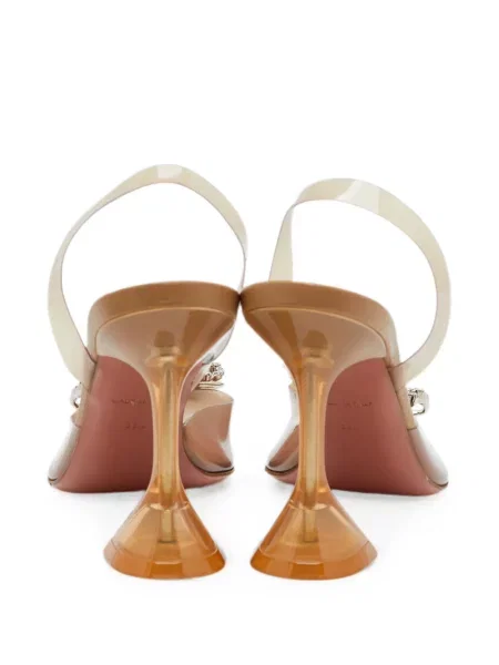 Pantofi cu toc Amina Muaddi cu funde slingback alb