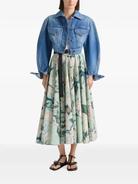 Lung fustă Givenchy cu imagine din poplin verde