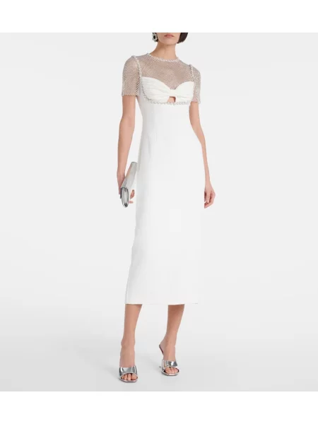 Rochie midi Self-portrait până la genunchi de costum alb