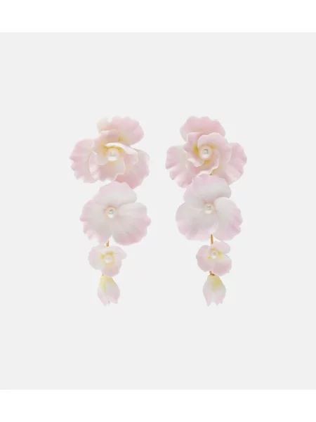 Cercei Jennifer Behr cu model floral roz