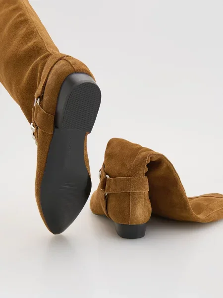 Замшевые ботфорты Reserved коричневые