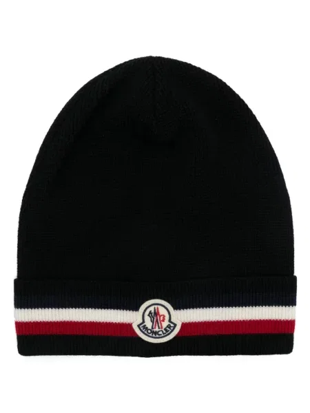Căciulă Moncler de lână cu dungi negru