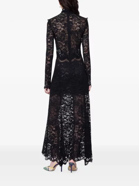 Lung rochie Rabanne din dantelă negru