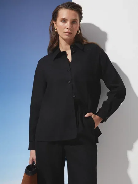 Сорочка Seventeen льон/віскоза чорний