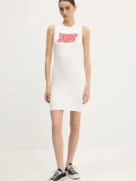 Tommy Jeans sukienka mini dopasowana biały