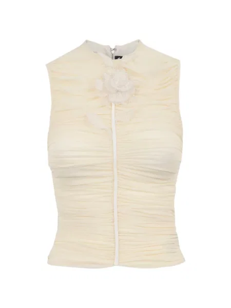 Bluzka koronkowa David Koma z falbankami koronkowa różowa