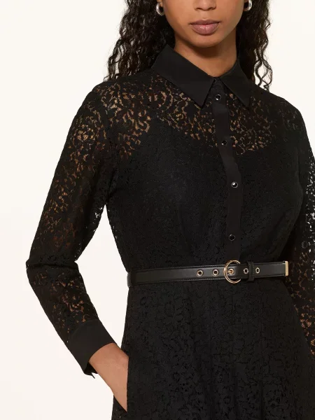 Max Mara Studio Sukienka Koszulowa Ricordo Z Koronki schwarz czarna