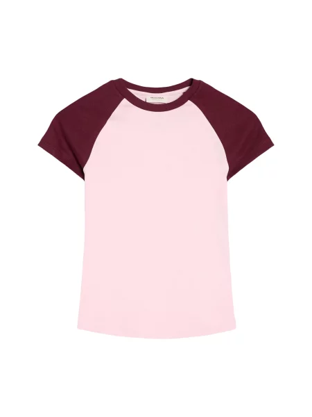 Bershka Tricou roz / vin roșu