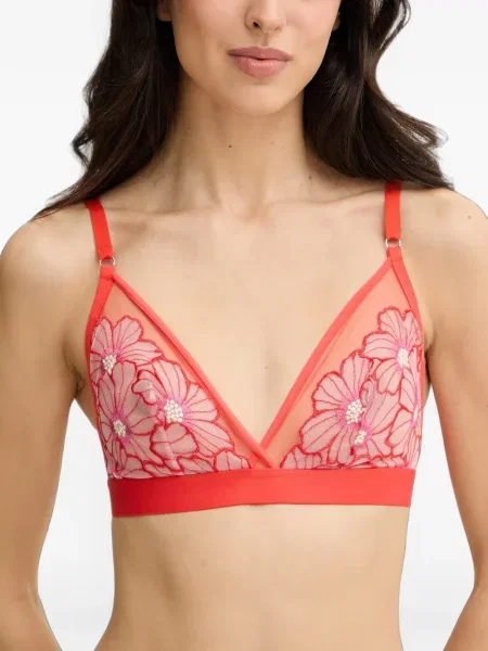 Sutien Chantelle cu model floral plasă roșu