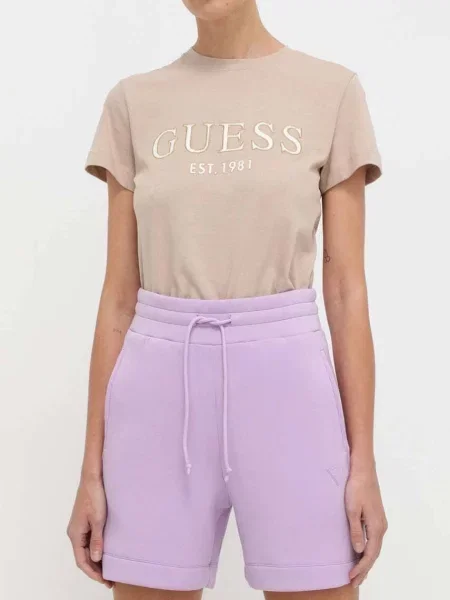Шорти Guess однотонні висока посадка фіолетовий