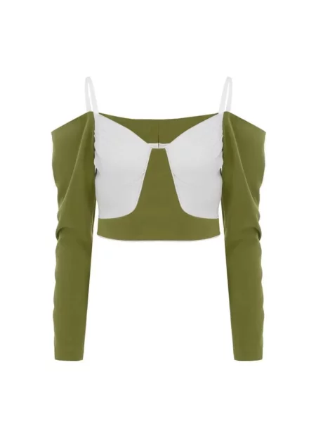 Femif Блуза Зелений біла