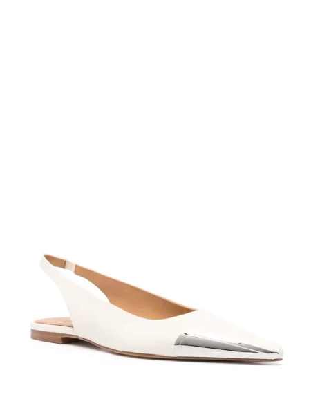 Balerini Off-white din piele alb