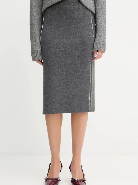 Simona Corsellini fustă cu lână midi creion gri