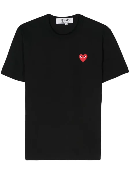 Tricou Comme Des Garcons Play cu motiv cu inimi negru