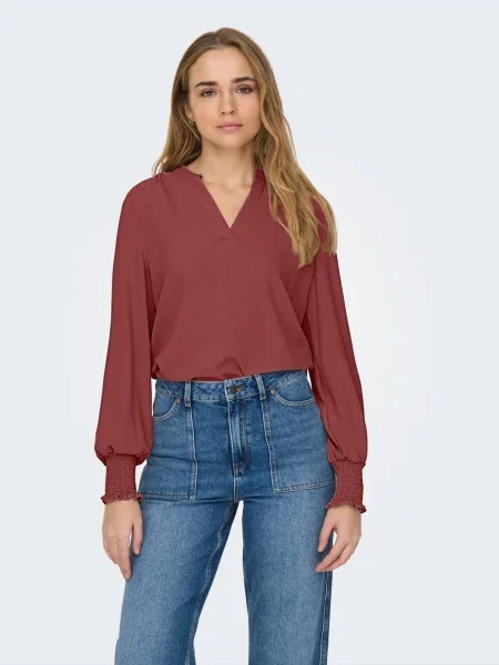 ONLY Bluză ONLMETTE bordeaux roșu