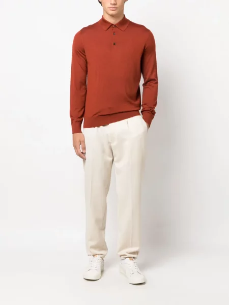 Megzta ilgas polo marškinėliai Zegna oranžinė