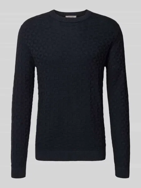 Sweter z dzianiny o kroju regular fit z fakturowanym wzorem model ‘KALLE’ Only & Sons granatowy