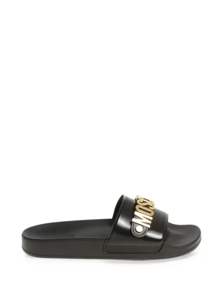 Papuci Moschino din piele cu autograf negru