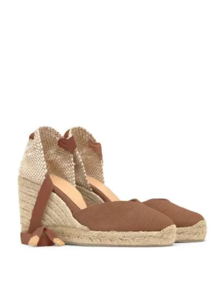 Espadryle Castaner na koturnie brązowe