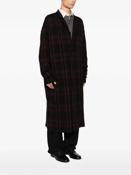 Καρό παλτό Yohji Yamamoto με πέτο μαύρο