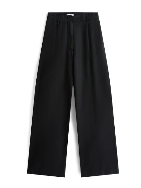 Tommy Hilfiger Pantaloni din Wide Leg negru