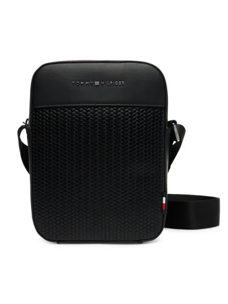 Geantă crossover Tommy Hilfiger Th Woven Mini Reporter negru