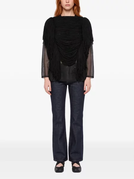Pulover Comme Des Garçons cu franjuri negru