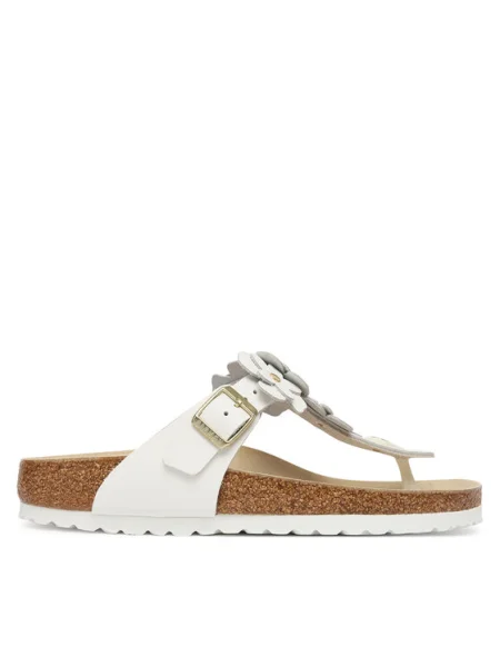 Birkenstock șlapi de piele Gizeh alb