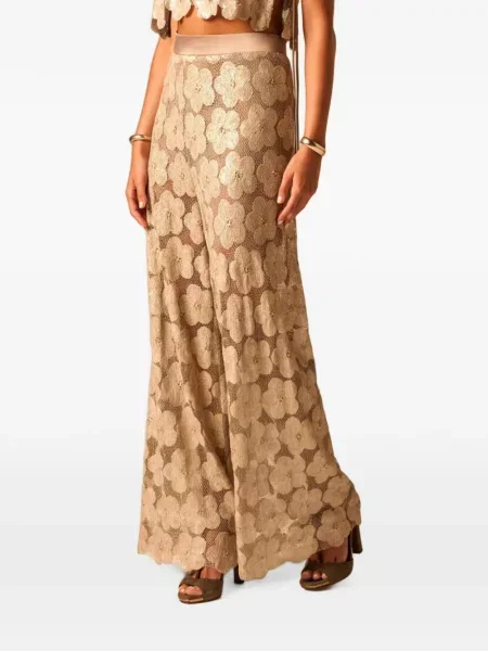 Pantaloni Jbq cu model floral din dantelă
