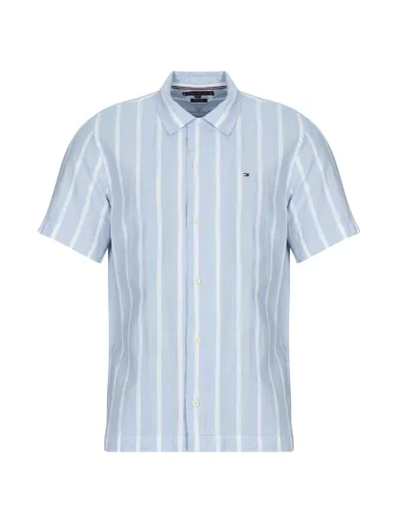Lněná košile Tommy Hilfiger modrá