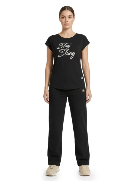 Elegancki T-shirt z krótkim rękawem czarna