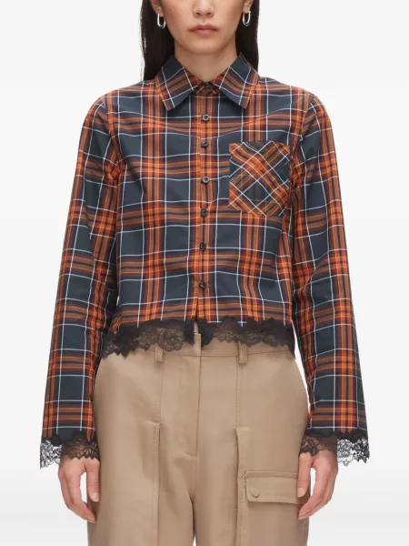 Kockás csipkés levágott ing 3.1 Phillip Lim piros