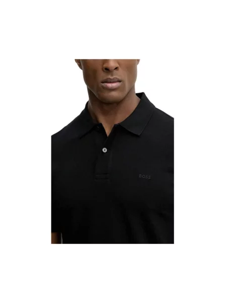 Boss Koszulka Polo Z Pikowanym Wzorem Pallas Regular Fit schwarz czarna